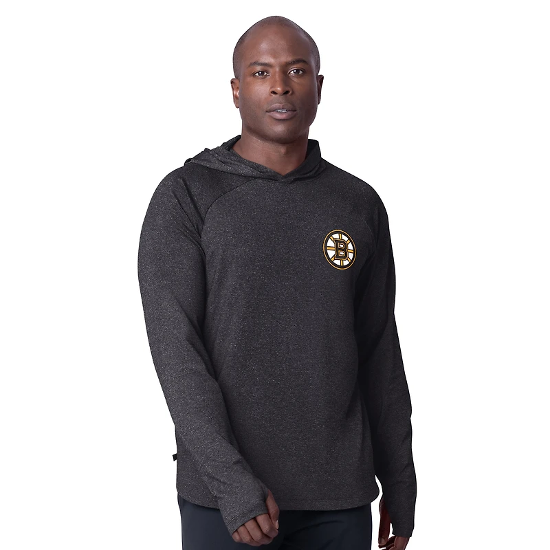 Men's MSX by Michael Strahan Black Boston Bruins Fast Track Raglan Long Sleeve Hoodie T-Shirt