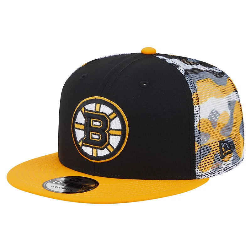 Casquette snapback 9FIFTY camouflage Boston Bruins noire/dorée New Era pour homme