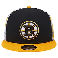 Men's New Era Black/Gold Boston Bruins Camo Meshback 9FIFTY Snapback Hat