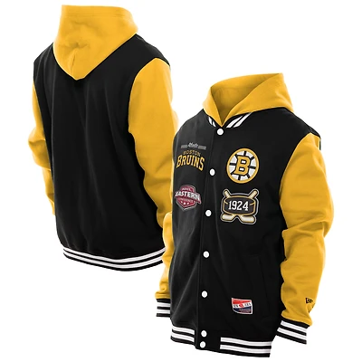 Men's New Era Black/Gold Boston Bruins Full-Snap Fleece Hoodie Jacket