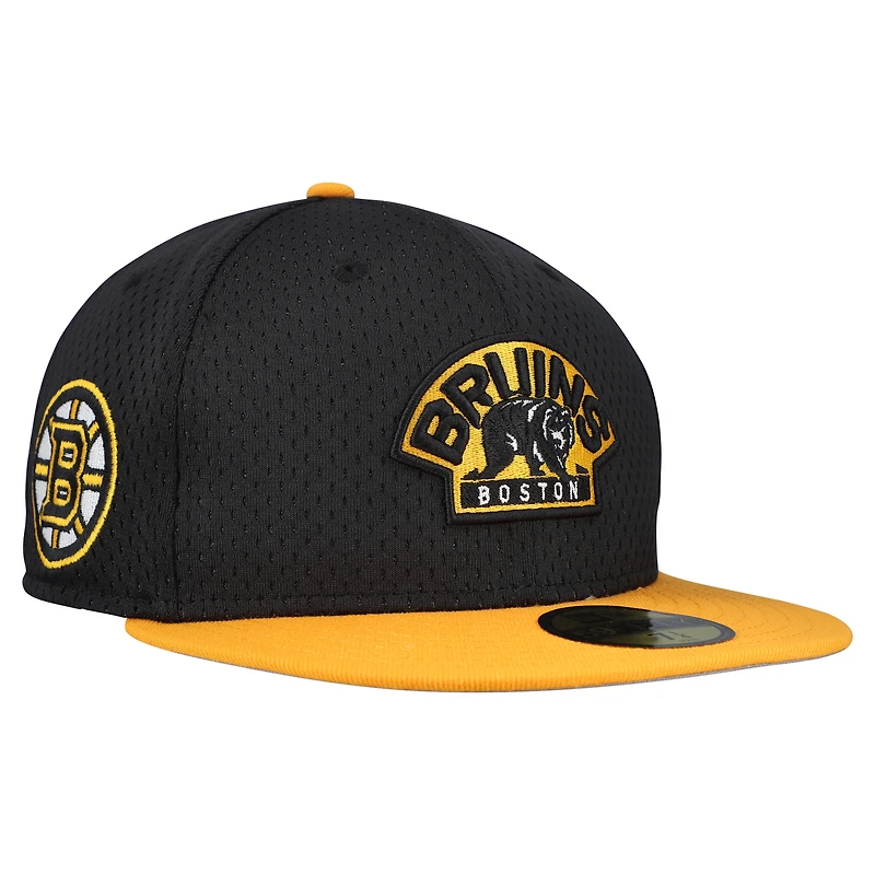 Men's New Era Black/Gold Boston Bruins Mesh Crown Two-Tone 59FIFTY Fitted Hat