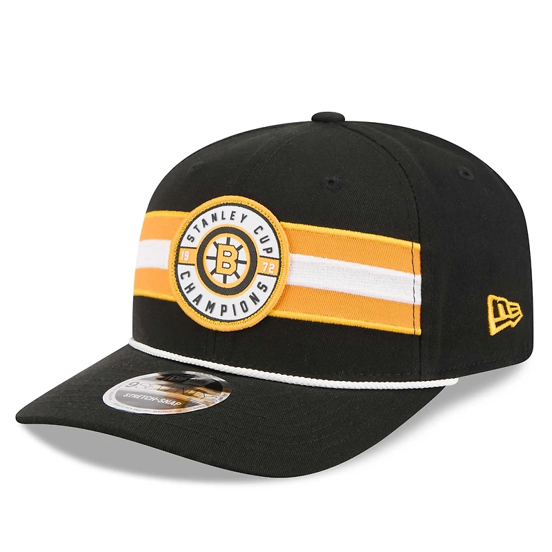 Casquette ajustable New Era noire pour homme, Boston Bruins, champions de la Coupe Stanley 1972, modèle 9SEVENTY