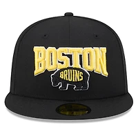 Casquette ajustée New Era noire pour homme, Boston Bruins, série Stadium 2026 de la LNH, modèle 59FIFTY
