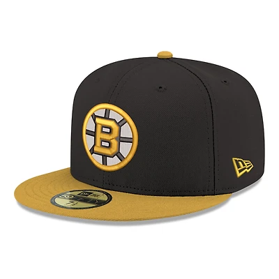 Casquette ajustée New Era 59FIFTY bicolore avec logo Boston Bruins noir pour homme