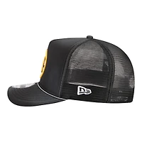 Men's New Era  Black Boston Bruins Faded A-Frame 9FIFTY Trucker Snapback Hat