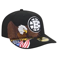 Men's New Era  Black Boston Bruins Freedom Pre-Curved 59FIFTY Fitted Hat