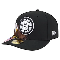 Men's New Era  Black Boston Bruins Freedom Pre-Curved 59FIFTY Fitted Hat
