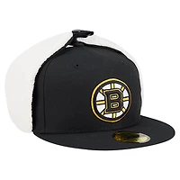 Men's New Era  Black Boston Bruins Injection Dog Ear Classic Fitted Hat