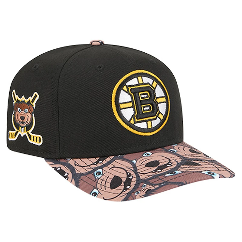 Men's New Era Black Boston Bruins Mascot Visor 9SEVENTY Adjustable Hat