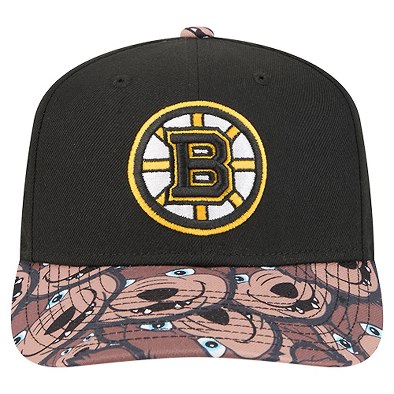 Men's New Era Black Boston Bruins Mascot Visor 9SEVENTY Adjustable Hat