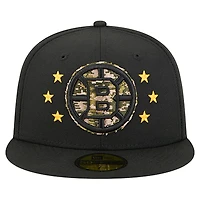 Men's New Era  Black Boston Bruins Military Appreciation Digital Camo Stars 59FIFTY Fitted Hat