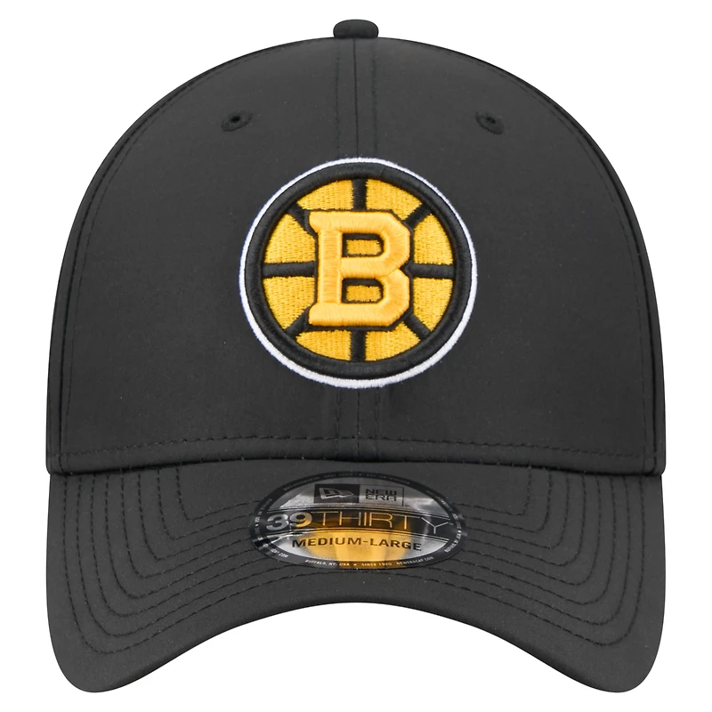Men's New Era Black Boston Bruins Night 39THIRTY Flex Hat