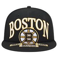 Men's New Era Black Boston Bruins Oversized Vintage Arch 59Fifty Fitted Hat