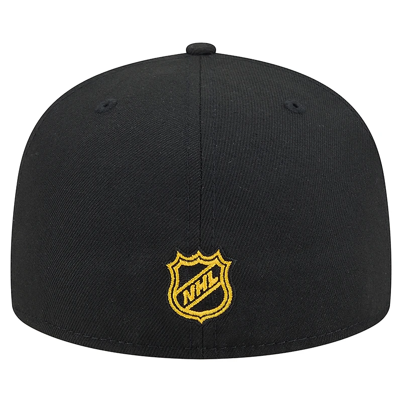 Men's New Era Black Boston Bruins Oversized Vintage Arch 59Fifty Fitted Hat