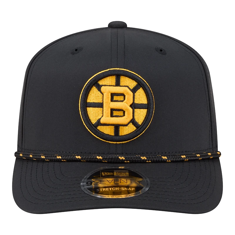 Casquette New Era noire Boston Bruins Sport Vented 9SEVENTY pour homme, ajustable par corde