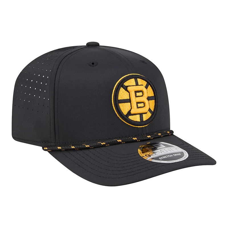 Men's New Era Black Boston Bruins Sport Vented 9SEVENTY Rope Adjustable Hat