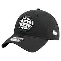 Casquette ajustable 9TWENTY noire New Era pour homme avec appliqué en tissu Boston Bruins