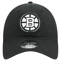 Casquette ajustable 9TWENTY noire New Era pour homme avec appliqué en tissu Boston Bruins
