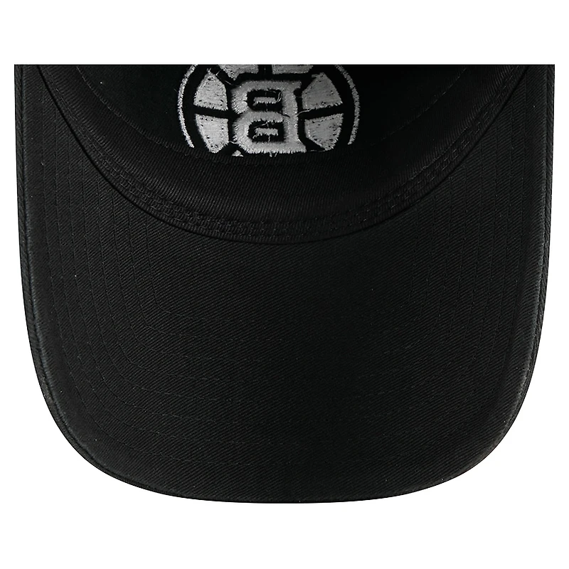Men's New Era  Black Boston Bruins Stamp Fabric Applique 9TWENTY Adjustable Hat