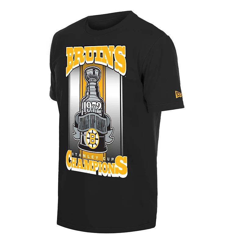 T-shirt graphique New Era noir pour homme, motif trophée de la Coupe Stanley des Bruins Boston