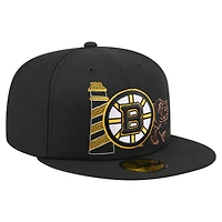 Casquette ajustée 59FIFTY noire New Era pour homme, Boston Bruins State Stitch