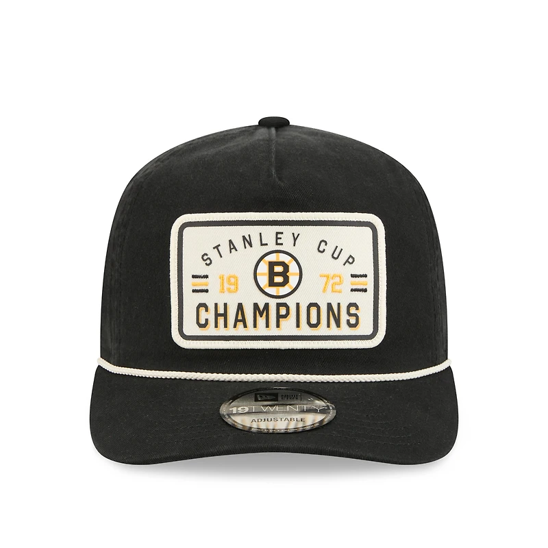 Men's New Era Black Boston Bruins Throwback Stanley Cup Champions Side Patch 19TWENTY Adjustable Hat