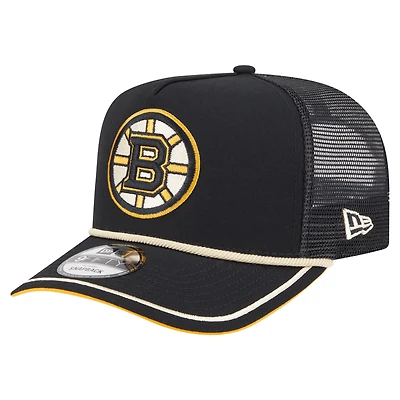 Men's New Era  Black Boston Bruins Vintage Team Rope A-Frame 9FIFTY Snapback Hat
