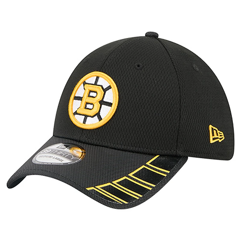 Casquette New Era noire à visière Hit 39THIRTY Flex des Bruins de Boston pour homme