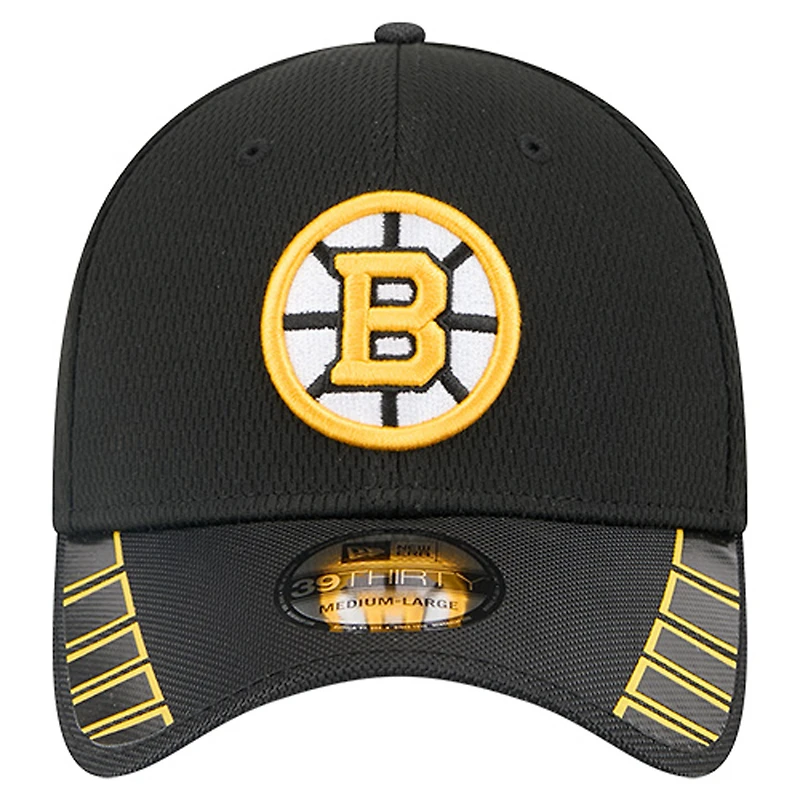 Men's New Era  Black Boston Bruins Visor Hit 39THIRTY Flex Hat