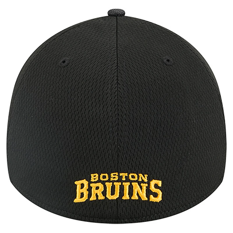 Men's New Era  Black Boston Bruins Visor Hit 39THIRTY Flex Hat