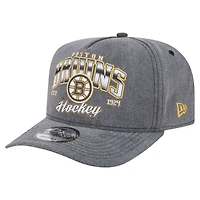 Men's New Era  Charcoal Boston Bruins Throwback Washed A-Frame Pre-Curved 9FIFTY Snapback Hat