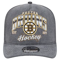 Men's New Era  Charcoal Boston Bruins Throwback Washed A-Frame Pre-Curved 9FIFTY Snapback Hat