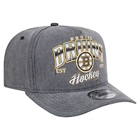 Men's New Era  Charcoal Boston Bruins Throwback Washed A-Frame Pre-Curved 9FIFTY Snapback Hat