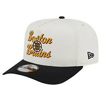 Men's New Era Cream/Black Boston Bruins Chainstitch 9FIFTY A-Frame Snapback Hat