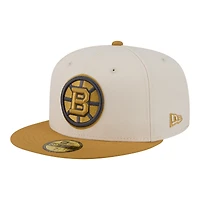 Men's New Era  Cream/Tan Boston Bruins Colorpack Two-Tone 59FIFTY Fitted Hat