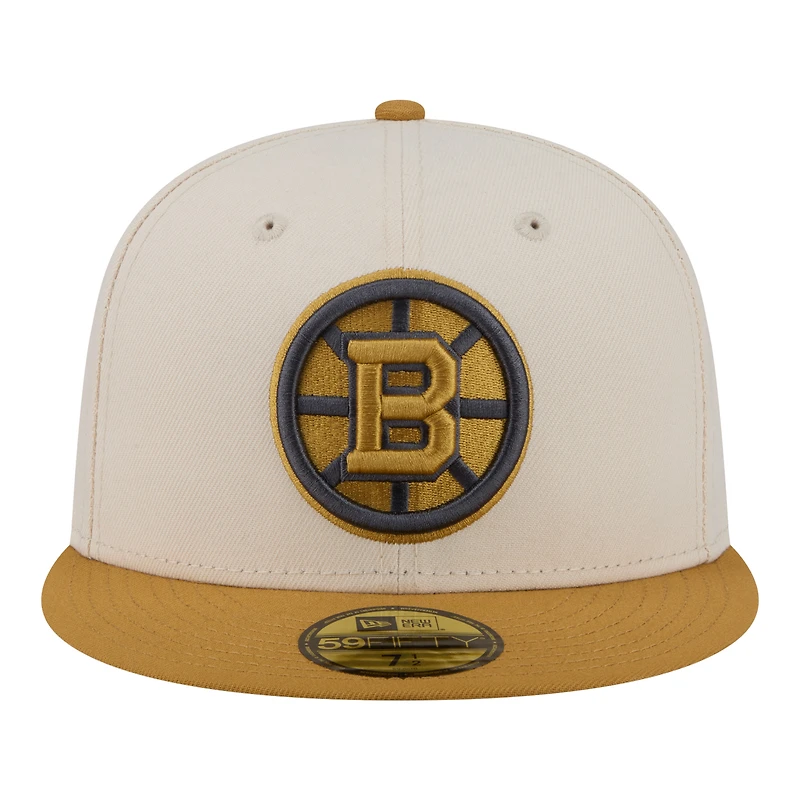 Men's New Era  Cream/Tan Boston Bruins Colorpack Two-Tone 59FIFTY Fitted Hat