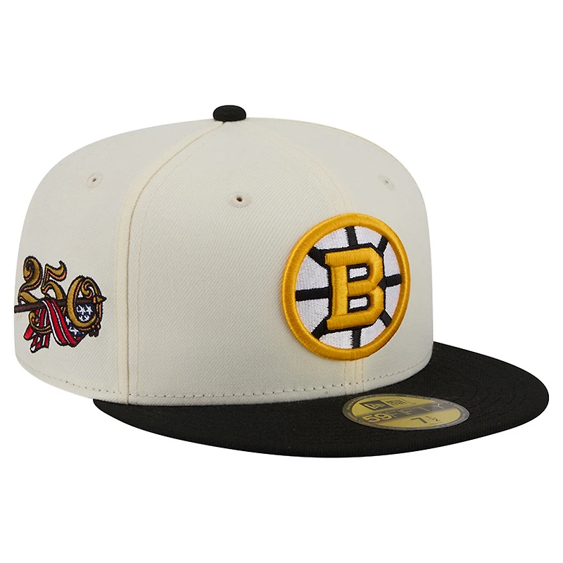 Men's New Era Cream Boston Bruins 250th Anniversary of the United States Two-Tone 59FIFTY Fitted Hat