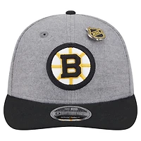 Men's New Era  Gray/Black Boston Bruins Wool Pin Low Profile 9FIFTY Snapback Hat