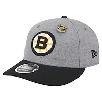 Casquette snapback 9FIFTY grise/noire New Era pour homme pin en laine des Bruins de Boston