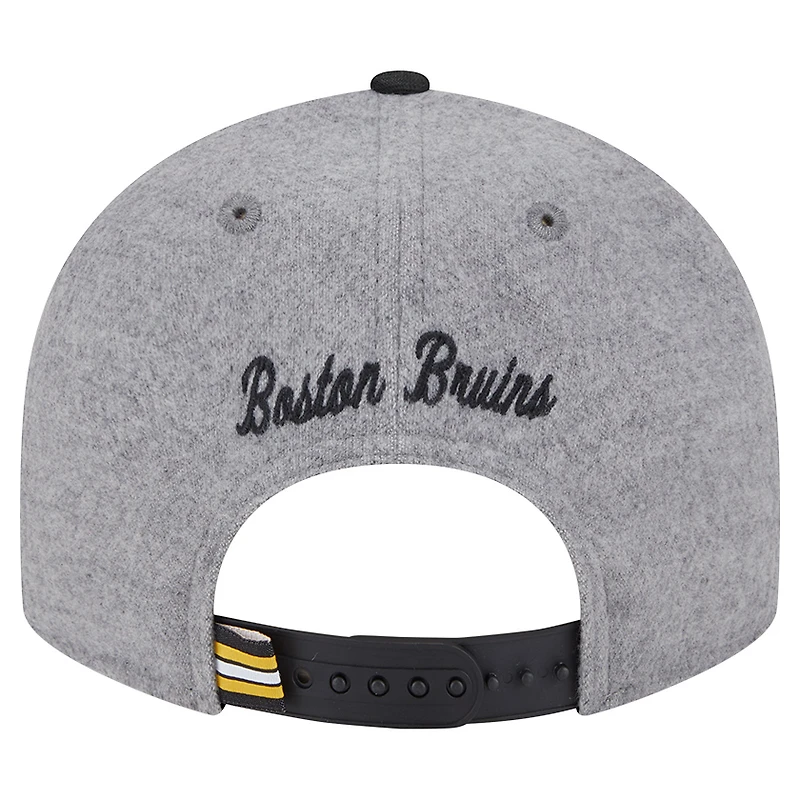 Men's New Era  Gray/Black Boston Bruins Wool Pin Low Profile 9FIFTY Snapback Hat