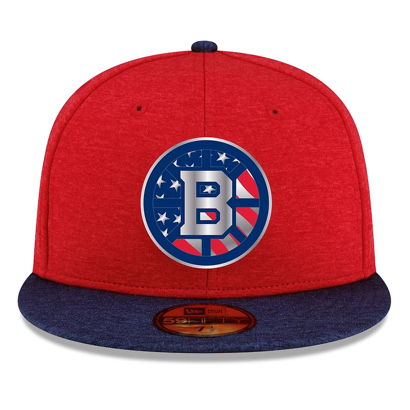 Men's New Era Heather Red/Navy Boston Bruins Americana 2-Tone 59FIFTY Fitted Hat