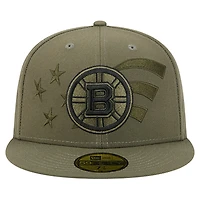 Men's New Era  Olive Boston Bruins Military Appreciation Flag 59FIFTY Fitted Hat