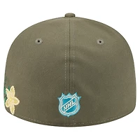 Casquette ajustée 59FIFTY olive Boston Bruins pour homme New Era à fleurs ton sur