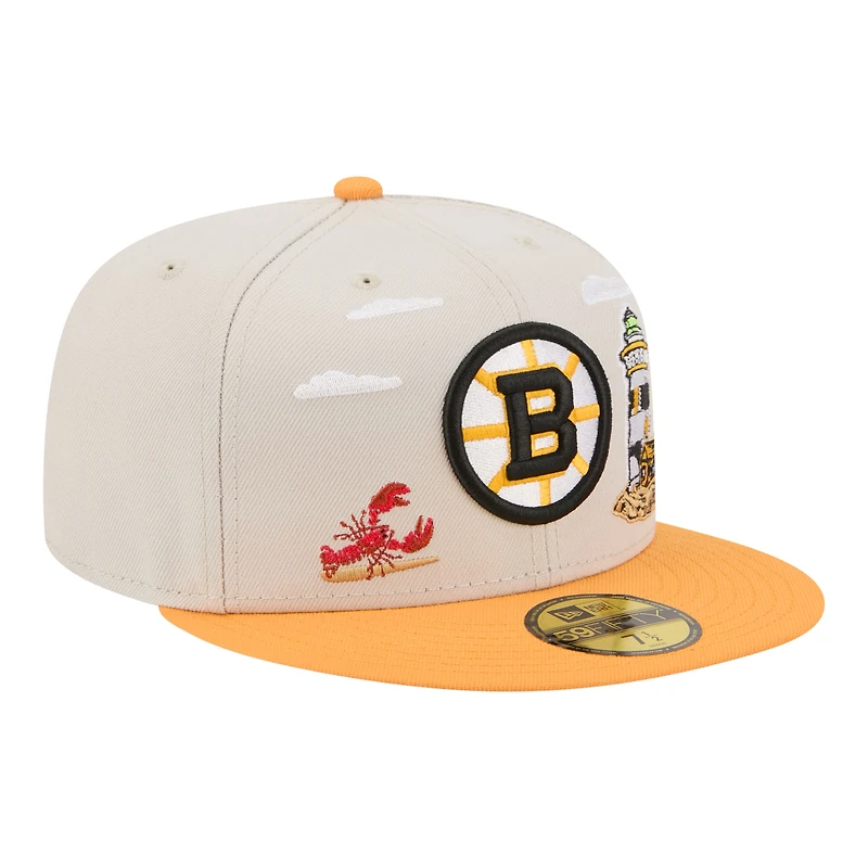 Men's New Era  Tan/Gold Boston Bruins Localized City Icon 59FIFTY Fitted Hat