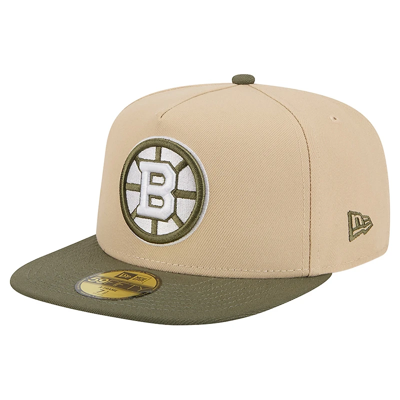 Men's New Era  Tan/Olive Boston Bruins Color Pack Two-Tone 59FIFTY A-Frame Fitted Hat