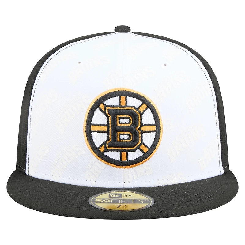 Men's New Era White/Black Boston Bruins Repeat Two-Tone 59FIFTY Fitted Hat
