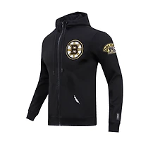 Veste à capuche entièrement zippée en chenille classique Pro Standard noire des Bruins de Boston pour hommes