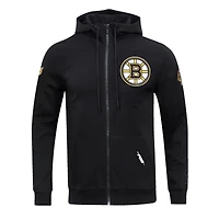 Veste à capuche entièrement zippée en chenille classique Pro Standard noire des Bruins de Boston pour hommes