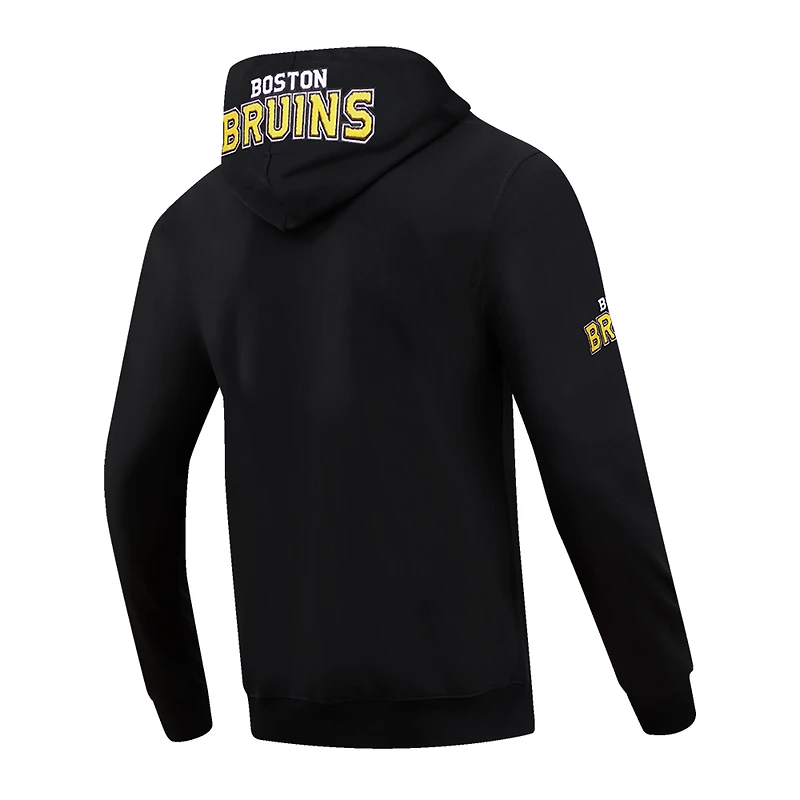 Veste à capuche entièrement zippée en chenille classique Pro Standard noire des Bruins de Boston pour hommes
