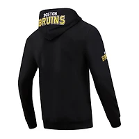 Veste à capuche entièrement zippée en chenille classique Pro Standard noire des Bruins de Boston pour hommes